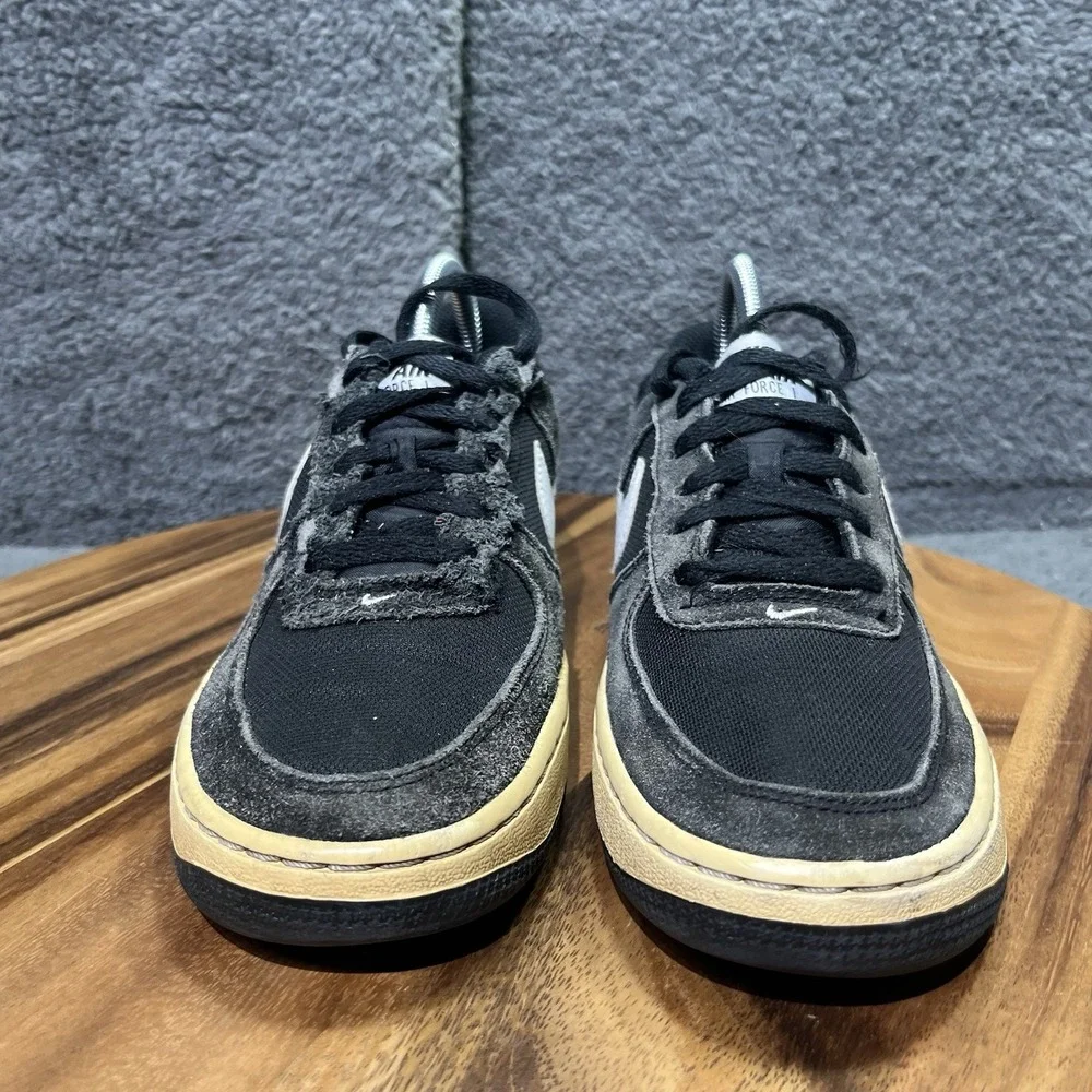 Nike Air Force 1 Sneakers Shoes Black Suede (596728-026) Youth size 5.5Y Lace Up